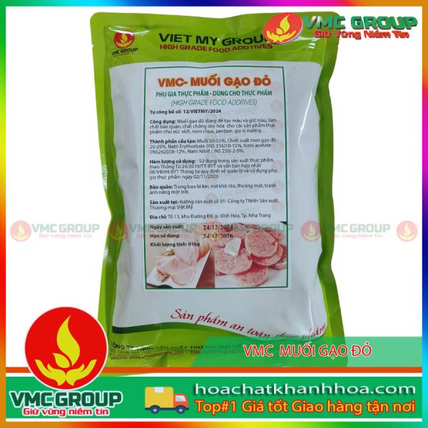 VMC - MUỐI GẠO ĐỎ TÚI 1KG DẠNG BỘT MÀU ĐỎ SẪM